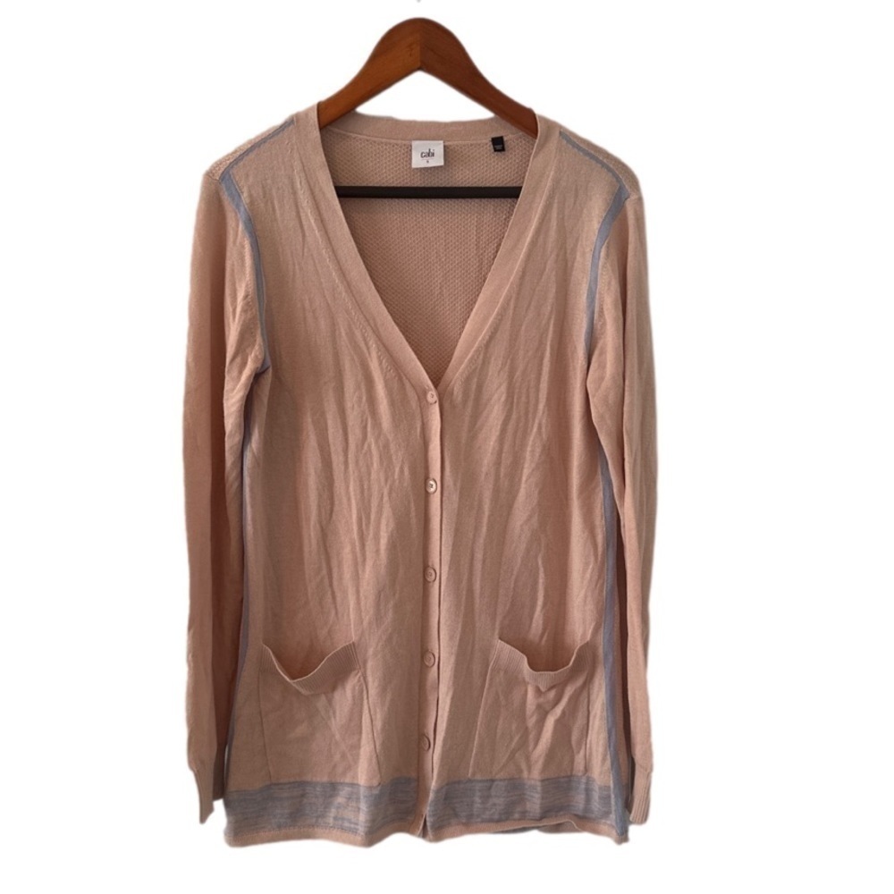Cabi Lucy Women's Small Cardigan Sweater Peach Gray